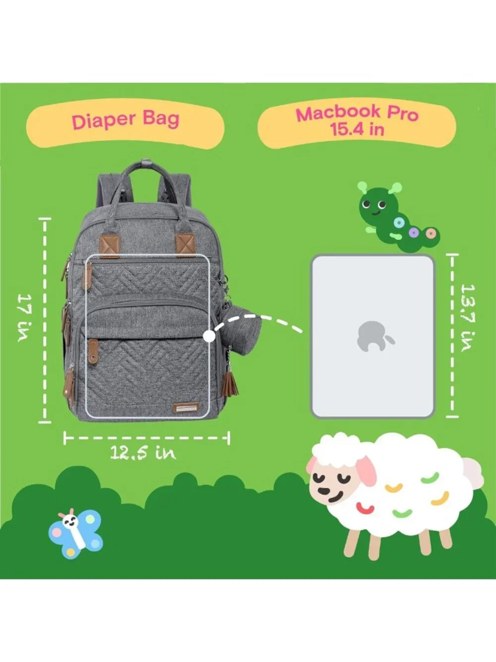 Large Capacity Waterproof Baby Diaper Bag Backpack | 4-in-1 Travel Kit